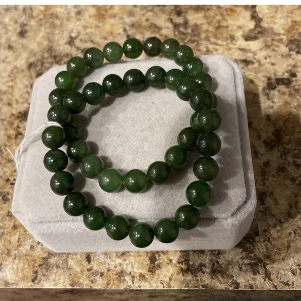 Green Jade Crystal Bead Stretch Bracelets